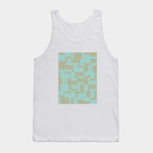 Green and Ochre Tiles Pattern Tank Top